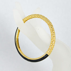 Vintage Gold Black Enamel Bangle Bracelet